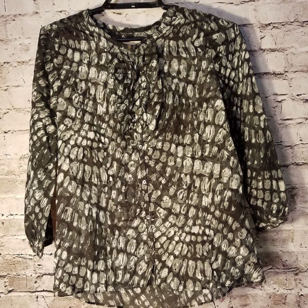 J. Crew Shirt Size 4 Black Button Silk blend